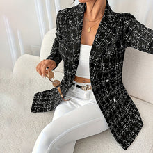Load image into Gallery viewer, Women’s Plaid Double-Breasted Blazer