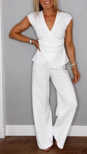 Load image into Gallery viewer, Women's Pleated Vest & Pants Set – Metal Buckle Detail