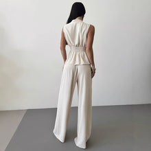 Load image into Gallery viewer, Women's Lace-Up V-Neck Vest & Pants Two-Piece Set – Elegant Commuter