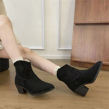 Load image into Gallery viewer, Women’s Retro Sock Cuff Booties – Stylish Ankle Boots with Stretch Cuff