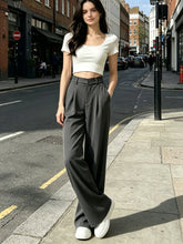 Load image into Gallery viewer, High-Waisted Wide-Leg Suit Trousers – Women's Pleated Floor-Length Drape Pants