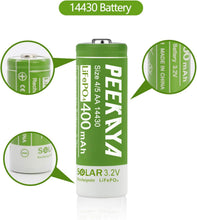Load image into Gallery viewer, PEEKAYA 14430 Rechargeable Batteries – 3.2V 400mAh LiFePO4 Solar Batteries (6-Pack) – Long Life, High-Cycle Lithium Iron Phosphate Battery for Solar Lights, Flashlights, and More