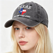 Load image into Gallery viewer, Texas Lone Star Embroidered Vintage Washed Baseball Cap – Adjustable Unisex Hat