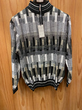 Load image into Gallery viewer, Stacy Adams 2209 Black Geometric Print Sweater | Quarter Zip