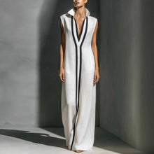 Load image into Gallery viewer, Women's V-Neck Color-Block Sleeveless A-Line Maxi Dress – 4 Colors XS–2XL