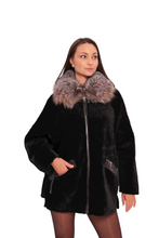 Load image into Gallery viewer, Palermo Genuine Astrakhan Silver Fox Trim Coat