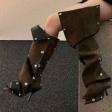 Load image into Gallery viewer, Stud Pleated Cowboy Boots : Pointed Toe High Heels