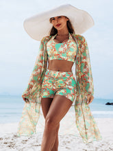 Load image into Gallery viewer, Multi-Color Print Bikini Three-Piece Set – Padded Swimwear for Women