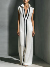 Load image into Gallery viewer, Women's V-Neck Color-Block Sleeveless A-Line Maxi Dress – 4 Colors XS–2XL