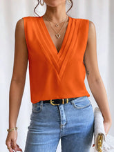 Load image into Gallery viewer, Women's Layered V-Neck Surplice Tank Top – Sleeveless Pleated Wrap-Front Solid Color