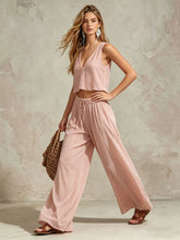 Load image into Gallery viewer, Women's V-Neck Sleeveless Camisole Top & Wide Leg Pants Set