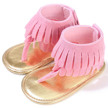 Load image into Gallery viewer, Baby Summer Newborn 0-18M Infant Baby Girls Children's Sandals Summer New Retro Tassel Flannel Baby Shoes Solid Non-slip