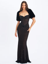 Load image into Gallery viewer, Kori Black Faux Fur Micro Bolero