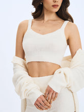 Load image into Gallery viewer, Selene White Wool-Blend Ribbed Knit V-Neck Top