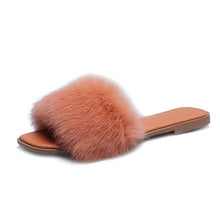 Load image into Gallery viewer, Fashion Fur Flat Women's Slippers Plus Size Spring Summer Fluffy Fur Slippers Shoes Woman Plush Fur Slip On Flip Flop Flat Furry Fur Slides Outdoor Sandals Furry Slides Summer Sandals Open Toe Indoor Outdoor Fluffy Slides