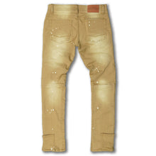 Load image into Gallery viewer, F1748A Shredded Biker Denim Jeans w/ Bottom Leg Zipper | 32-inch Inseam - Khaki