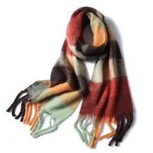 Load image into Gallery viewer, New Luxury Winter Soft Head Wraps Plaid Scarf Shawls Cashmere Warm Cashmere Scarves Rainbow For Women