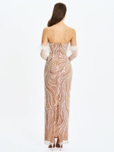 Load image into Gallery viewer, Quinci Apricot Beaded Sequin Sweetheart Maxi Dress