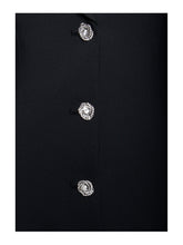 Load image into Gallery viewer, Ria Black Blazer Mini Dress with Crystal Button and Pleated Detail