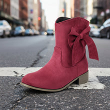 Load image into Gallery viewer, Low Heel Suede Large Size Sweet Bow Casual Boots