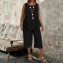 Load image into Gallery viewer, Casual Solid-Colored Sleeveless Top And Cropped Pants Two-Piece Set