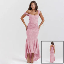 Load image into Gallery viewer, Mozision Off-shoulder Backless Sexy Evening Dress For Women Purple Sleeveless Strapless Ruched Bodycon Club Party Dress