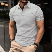 Load image into Gallery viewer, Summer Short Sleeve Polo Shirt Men Solid Color Button Lapel Button Top