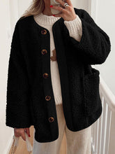 Load image into Gallery viewer, Modern Cozy Women Luxuriously Cozy Contrast Button Up Sherpa Jacket with Pockets For Fall & Winter