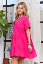 Load image into Gallery viewer, Tiered Notched Short Sleeve Dress For Summer – Versatile, Chic, Comfortable, Stylish, Must-Have for Every Occasion