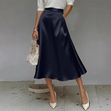Load image into Gallery viewer, Women's Satin Solid Color Mid-Length Skirt – Slight Stretch
