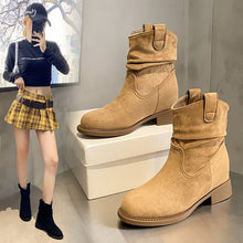 Load image into Gallery viewer, Women’s Suede Chunky Heel Slimming Ankle Boots