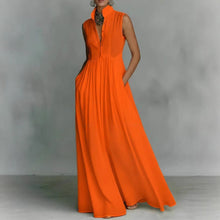 Load image into Gallery viewer, Women's French-Style High-Waist Midi Dress with Ribbon Tie