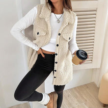 Load image into Gallery viewer, Wool-Like Sleeveless Vest with Lapel