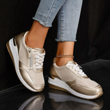 Load image into Gallery viewer, Metallic Lace-Up Side Zipper Thick-Sole Sneakers – 3 Colors EU 37–44