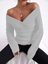 Load image into Gallery viewer, Women's Off-Shoulder Crossover Knit Sweater – Slim Fit Long Sleeve