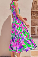 Load image into Gallery viewer, Long Floral Tie-Shoulder Smocked Midi Dress Perfect For Vacation & Summer Days