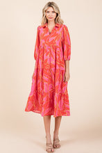 Load image into Gallery viewer, New Summer Tiered Printed Collared Neck Midi Dress For Women – Elegant and Versatile Dress with a Polished, Feminine Flair