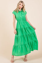 Load image into Gallery viewer, New Button Up Collared Tiered Maxi Shirt Dress For Women – Fluttering, Elegant, Trendy and Versatile for Any Occasion