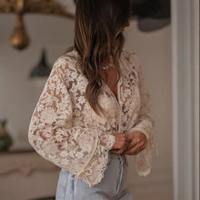 Load image into Gallery viewer, Boho Lace Embroidered V-Neck Blouse