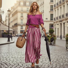 Load image into Gallery viewer, Women's Off-Shoulder Top & Slit Maxi Skirt Set