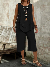 Load image into Gallery viewer, Casual Solid-Colored Sleeveless Top And Cropped Pants Two-Piece Set