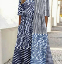 Load image into Gallery viewer, Women's Plus-Size Patchwork Maxi Dress – Relaxed Fit Casual Skirt