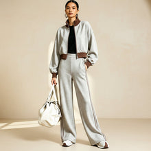 Load image into Gallery viewer, Women's Color-Block Ribbed Turtleneck Two-Piece Set