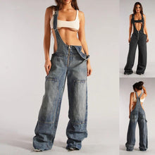 Load image into Gallery viewer, Y2K Denim Overalls - Zipper Suspender Jumpsuit Streetwear