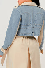 Load image into Gallery viewer, Denim Contrast Belted Trench Coat