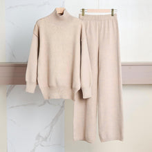 Load image into Gallery viewer, Women's Oversized High-Neck Sweater & Wide-Leg Knit Pants Set