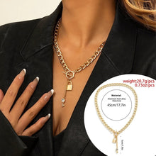 Load image into Gallery viewer, Thick Chain Lock and Key Pendant Necklace - Trendy Fashion Jewelry