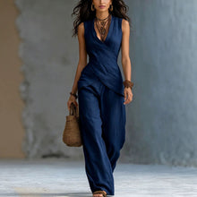 Load image into Gallery viewer, Women's V-Neck Crossover Tank Top & Casual Trousers Two-Piece Set