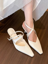 Load image into Gallery viewer, Women's Cross Strap Stiletto Pumps – Pointed Toe Satin High Heels