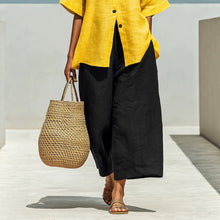 Load image into Gallery viewer, Linen Blend Cardigan Top & Cropped Wide-Leg Pants Set – 5 Colors S–3XL